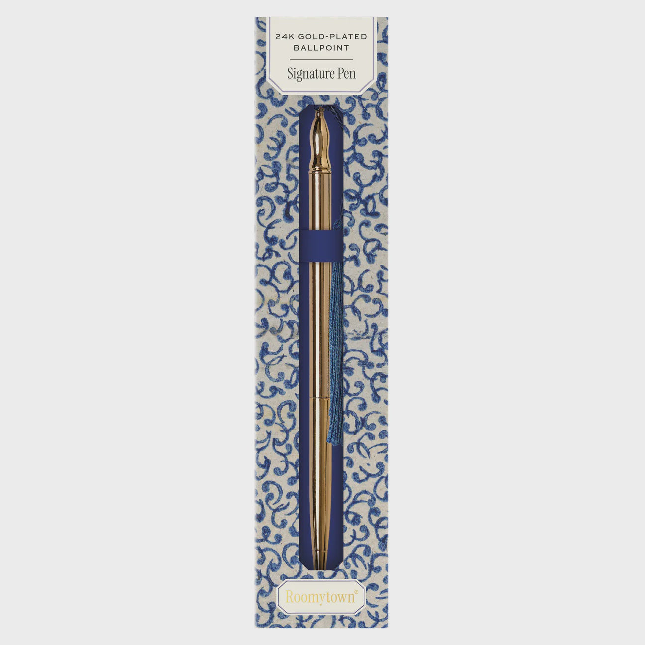 Gold Plated Ballpoint Pen / Blue Tassel