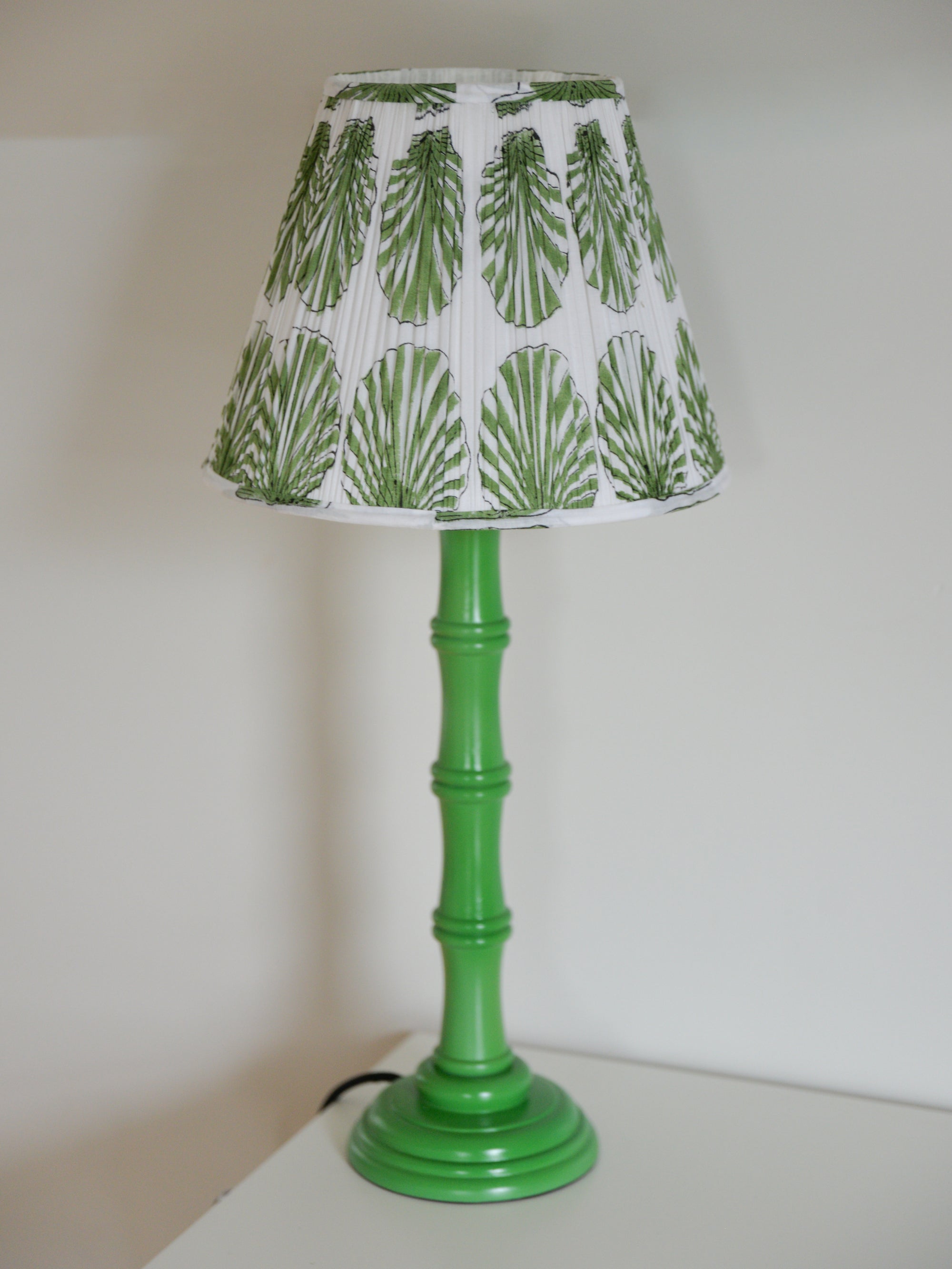 Block Printed Lampshade / Green Shell