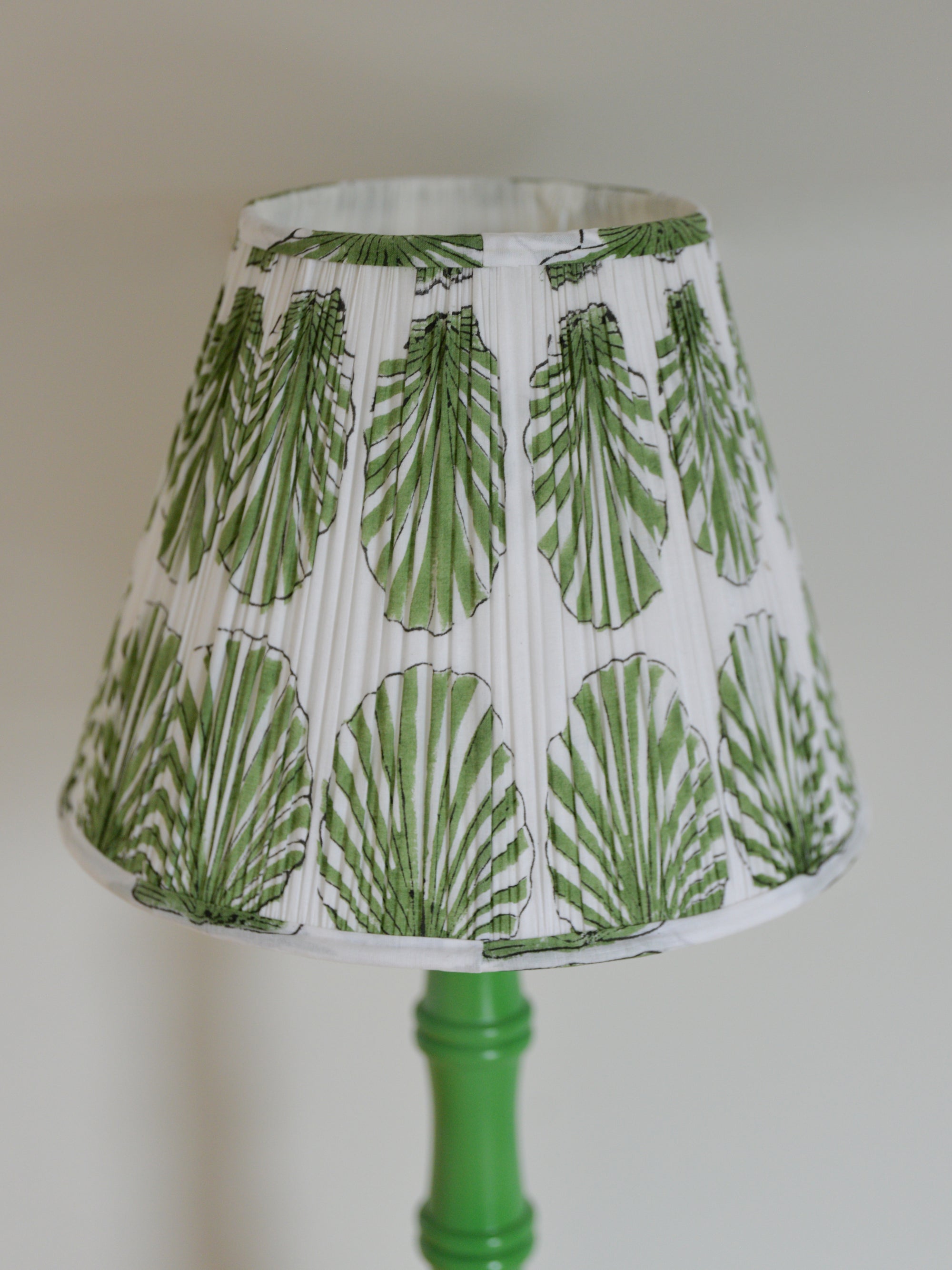 Block Printed Lampshade / Green Shell
