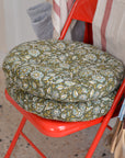 Printed Cotton Green Floral Round Chair Pad