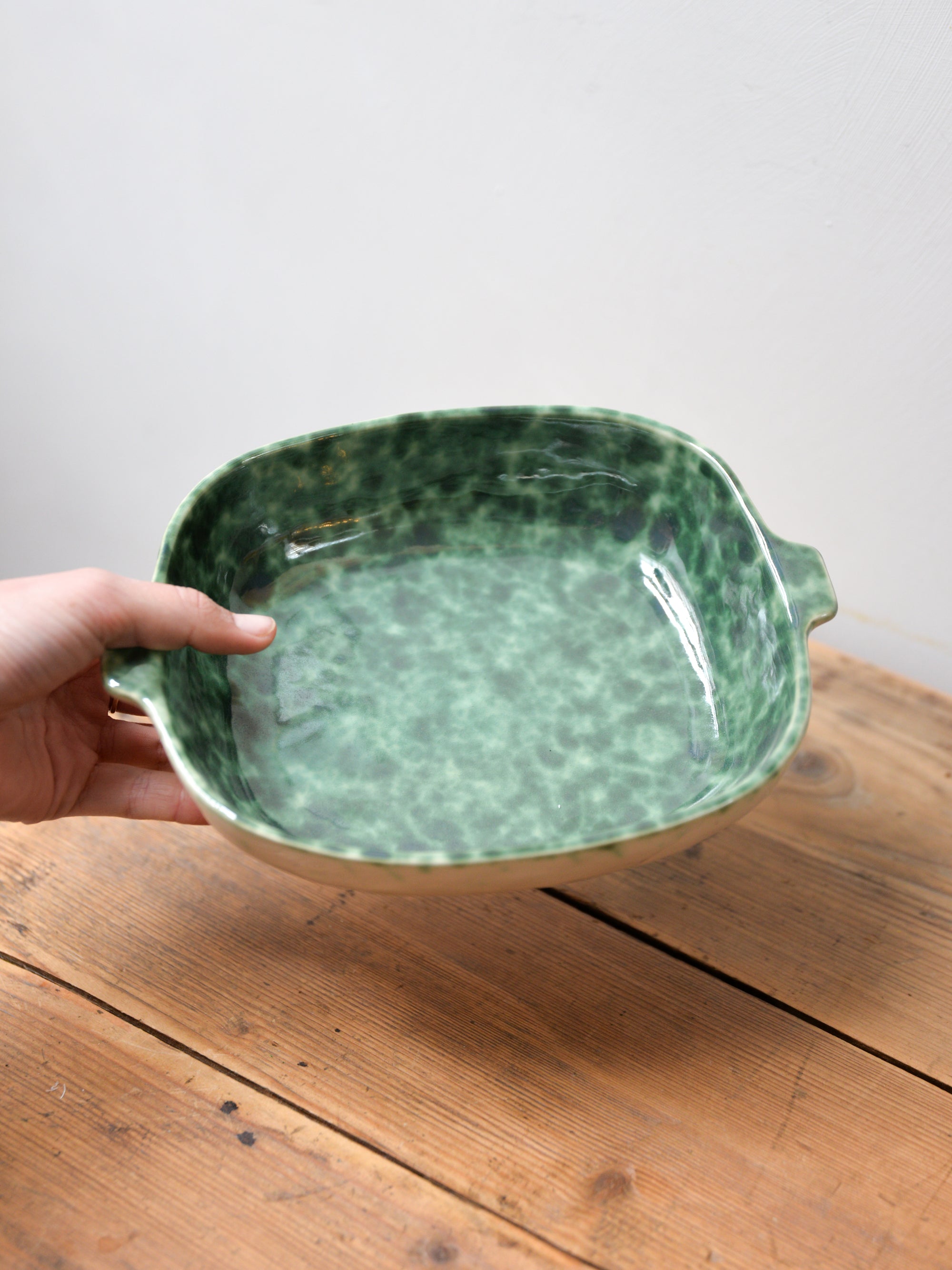 Green Glazed Ceramic Oven Dish