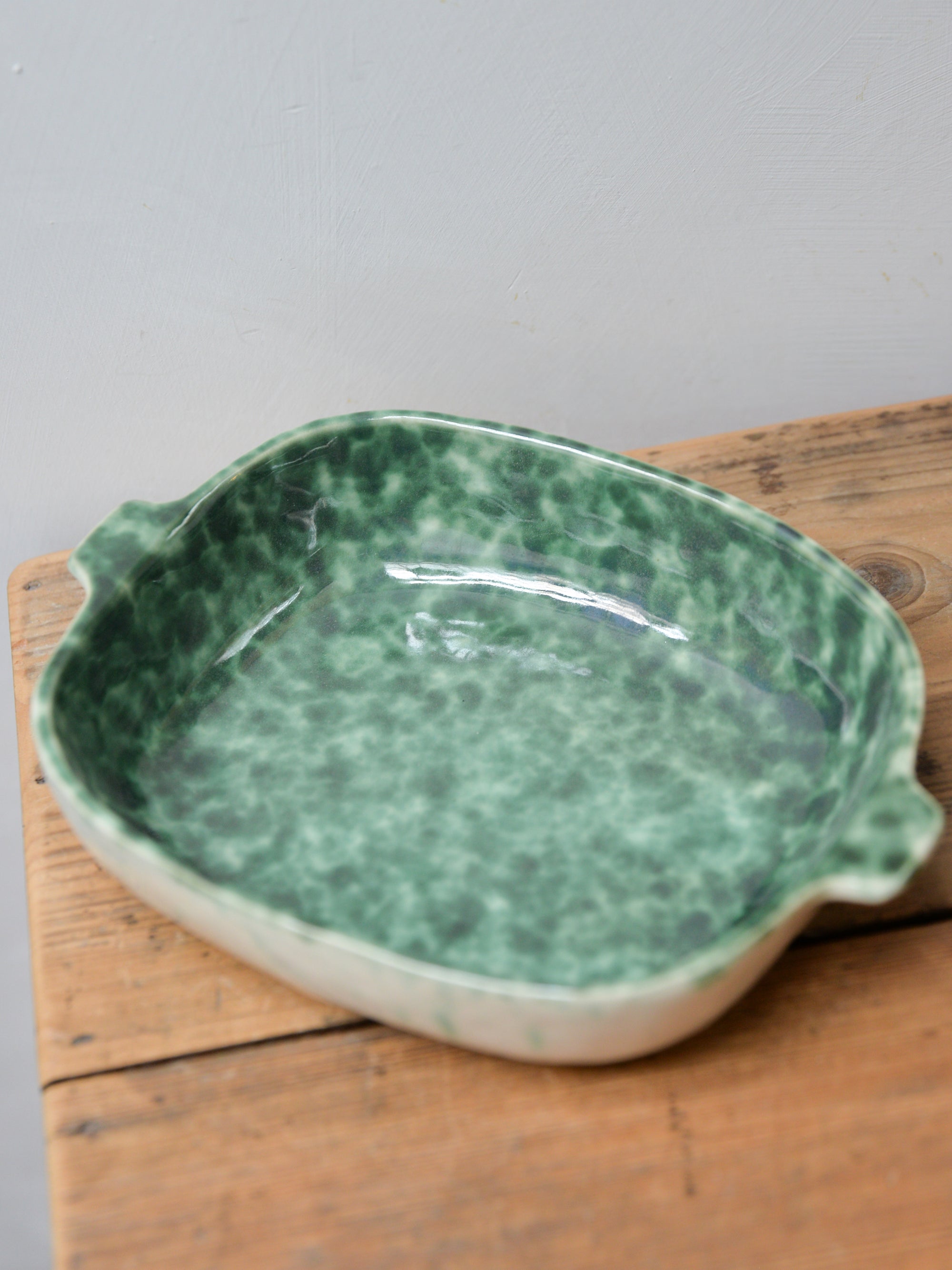 Green Glazed Ceramic Oven Dish