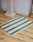 Green Striped Tufted Bath Mat