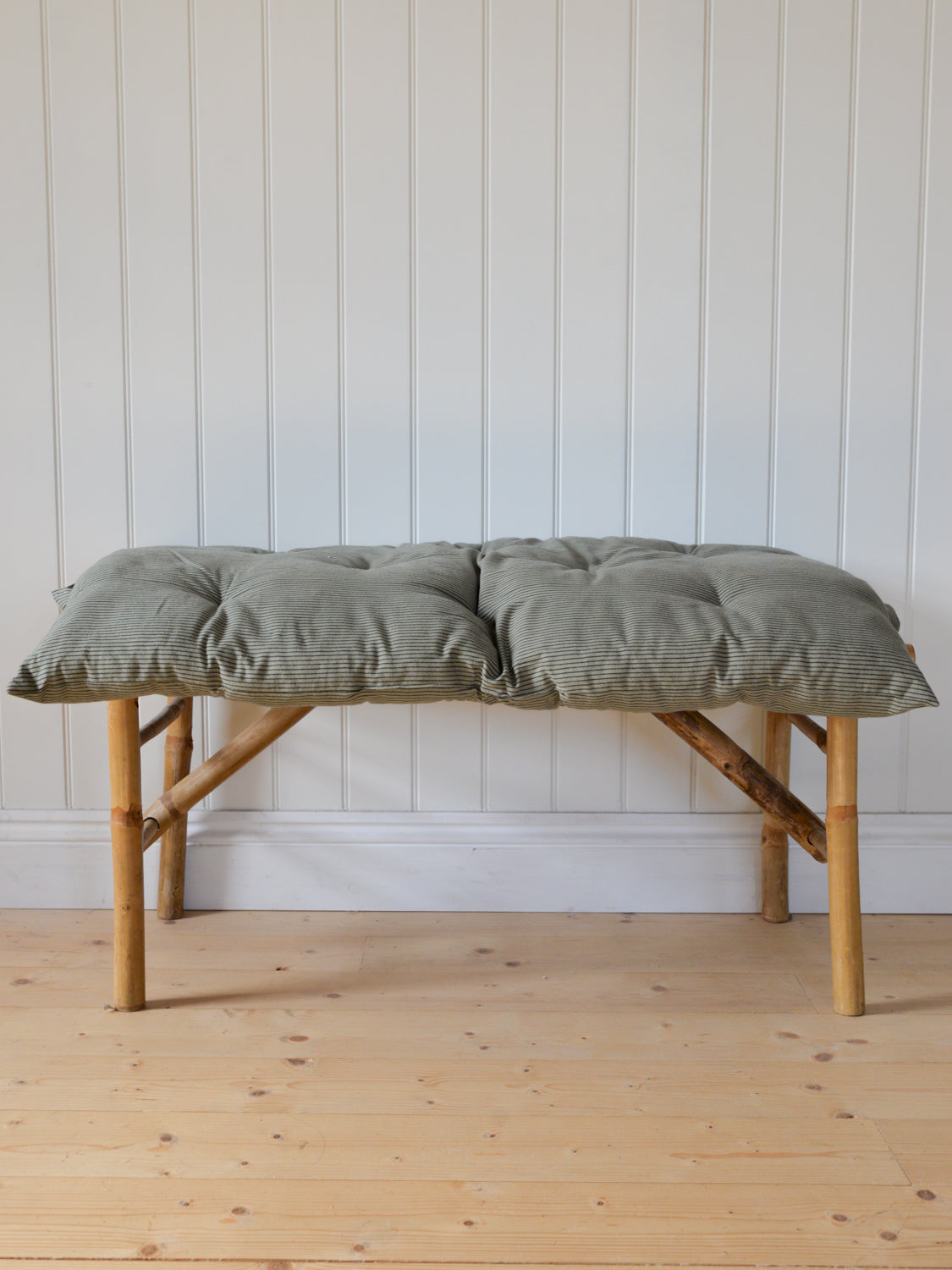 Green Striped Woven Bench Cushion