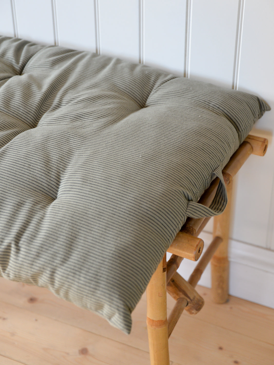 Green Striped Woven Bench Cushion