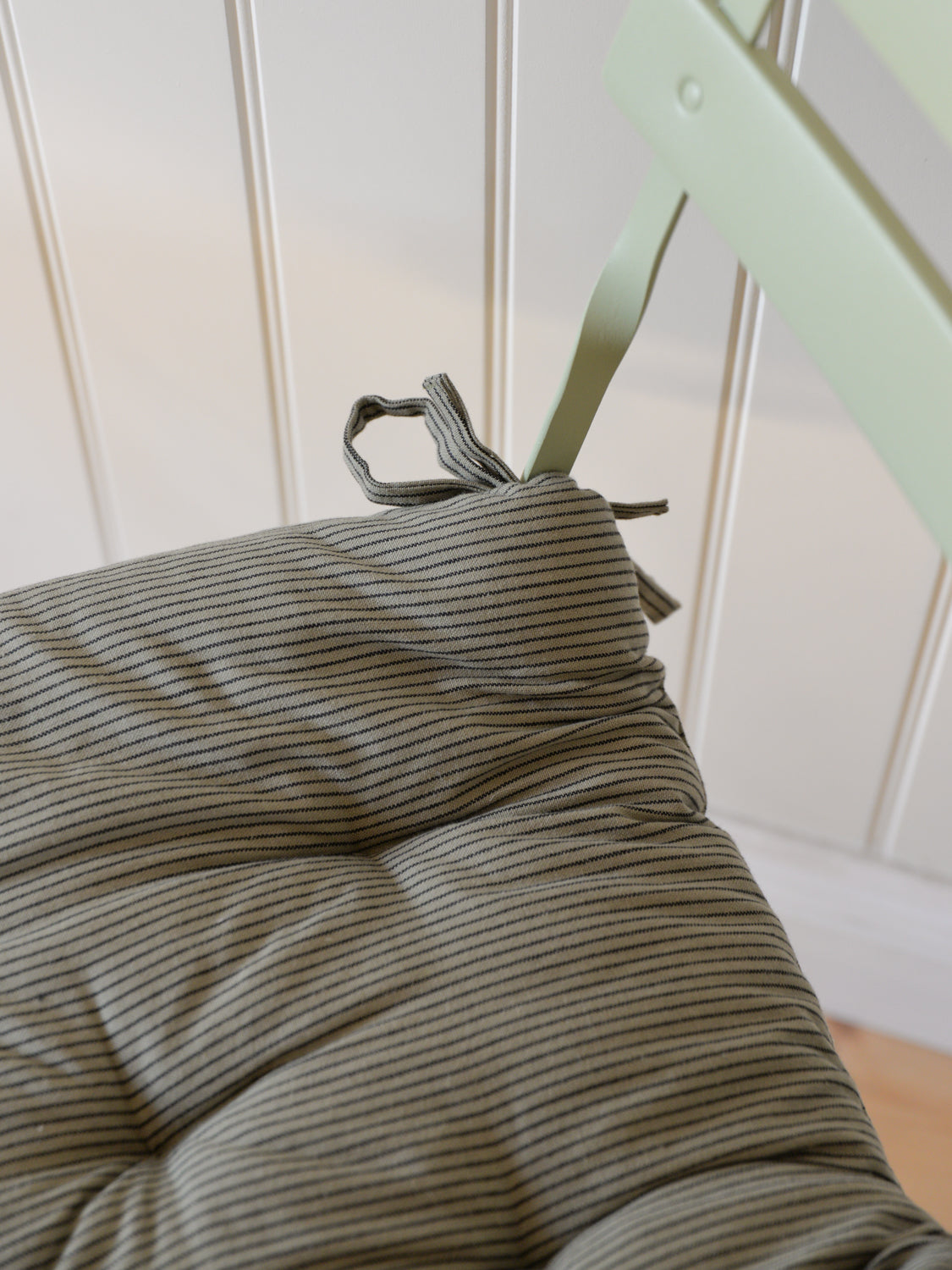 Green Striped Cotton Chair Pad