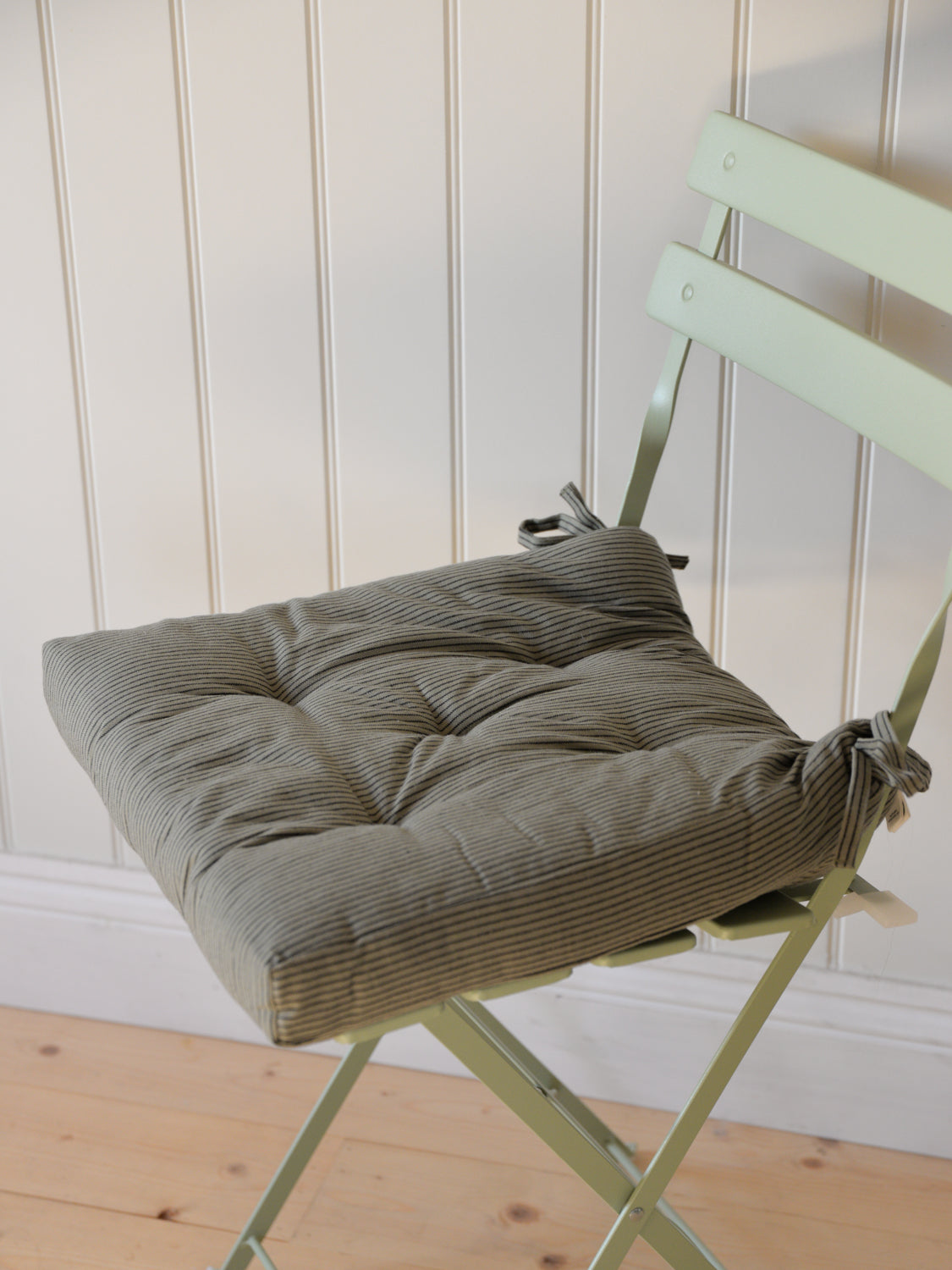 Green Striped Cotton Chair Pad