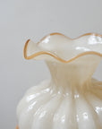 Round Ribbed Glass Vase / Cream