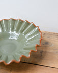 Ruffle Glass Bowl / Green and Brown