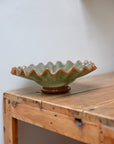 Ruffle Glass Bowl / Green and Brown