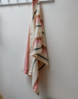 Striped Tea Towel / Rust and Pink
