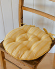 Campagne Round Checkered Stripe Seat Cushion / Yellow