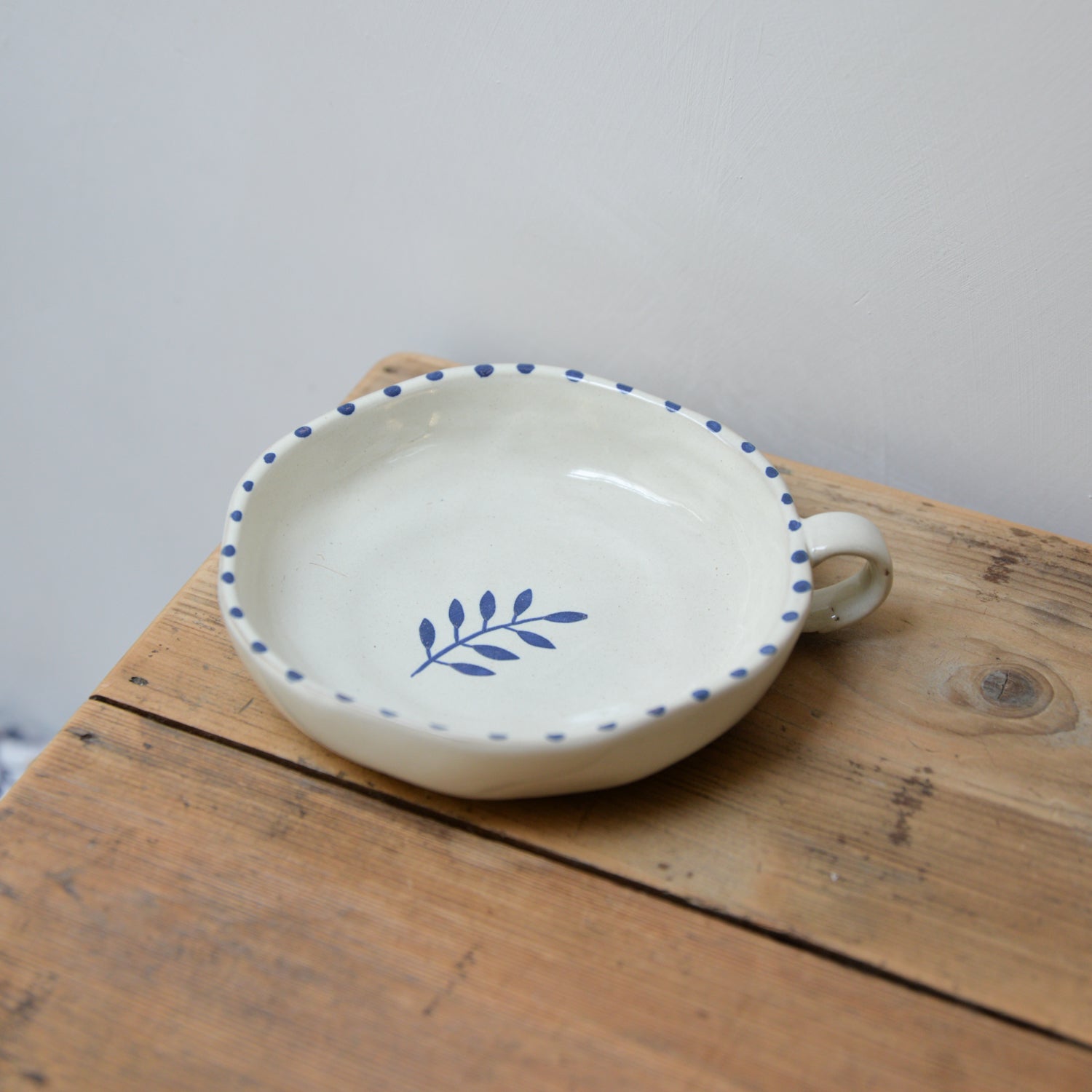 Handpainted Botanic Spot Dish / Ink Blue