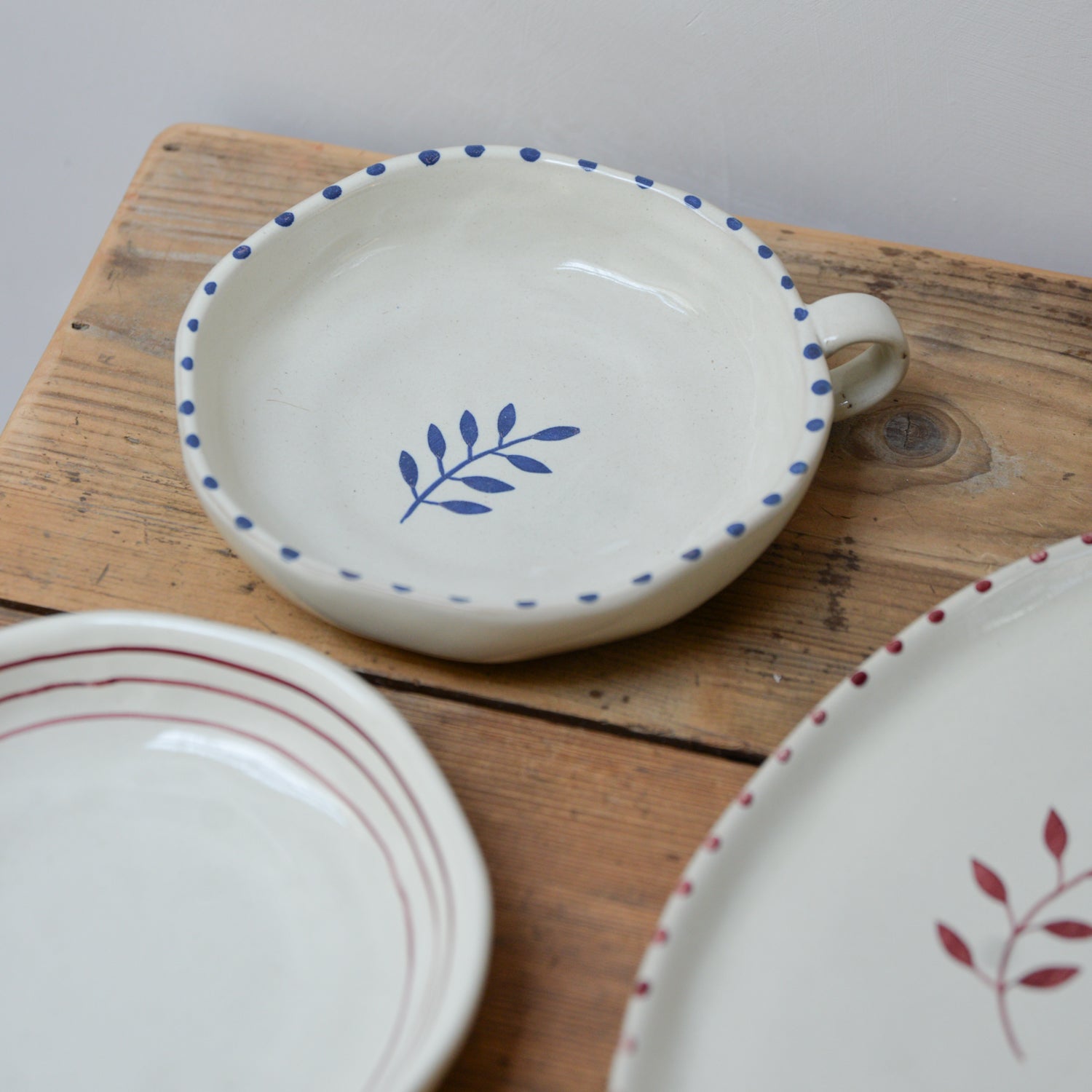 Handpainted Botanic Spot Dish / Ink Blue