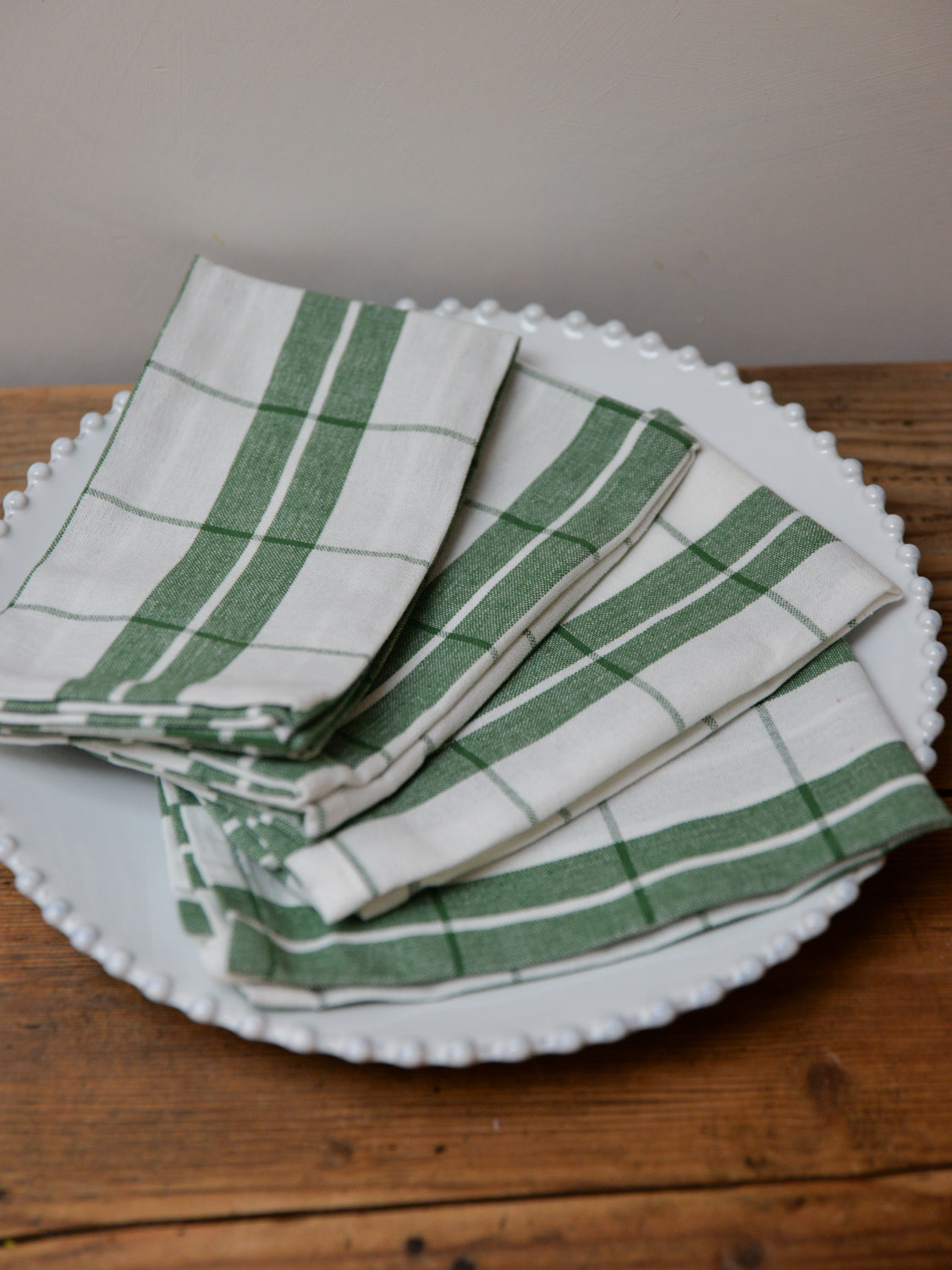 Set of Four Napkins / Green Check
