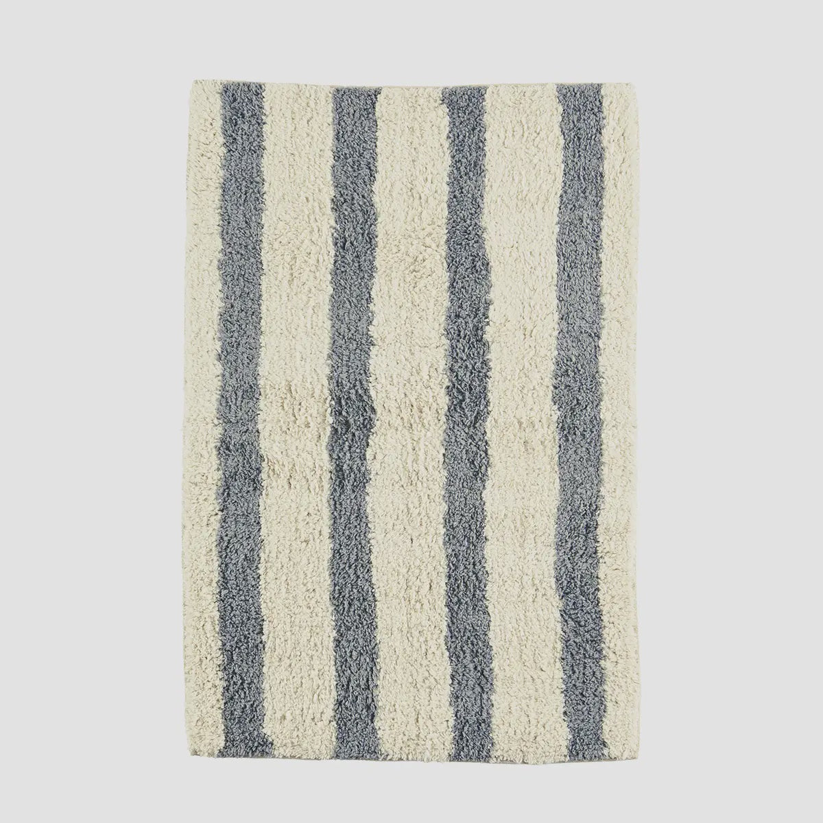 Dusty Blue Striped Tufted Bath Mat