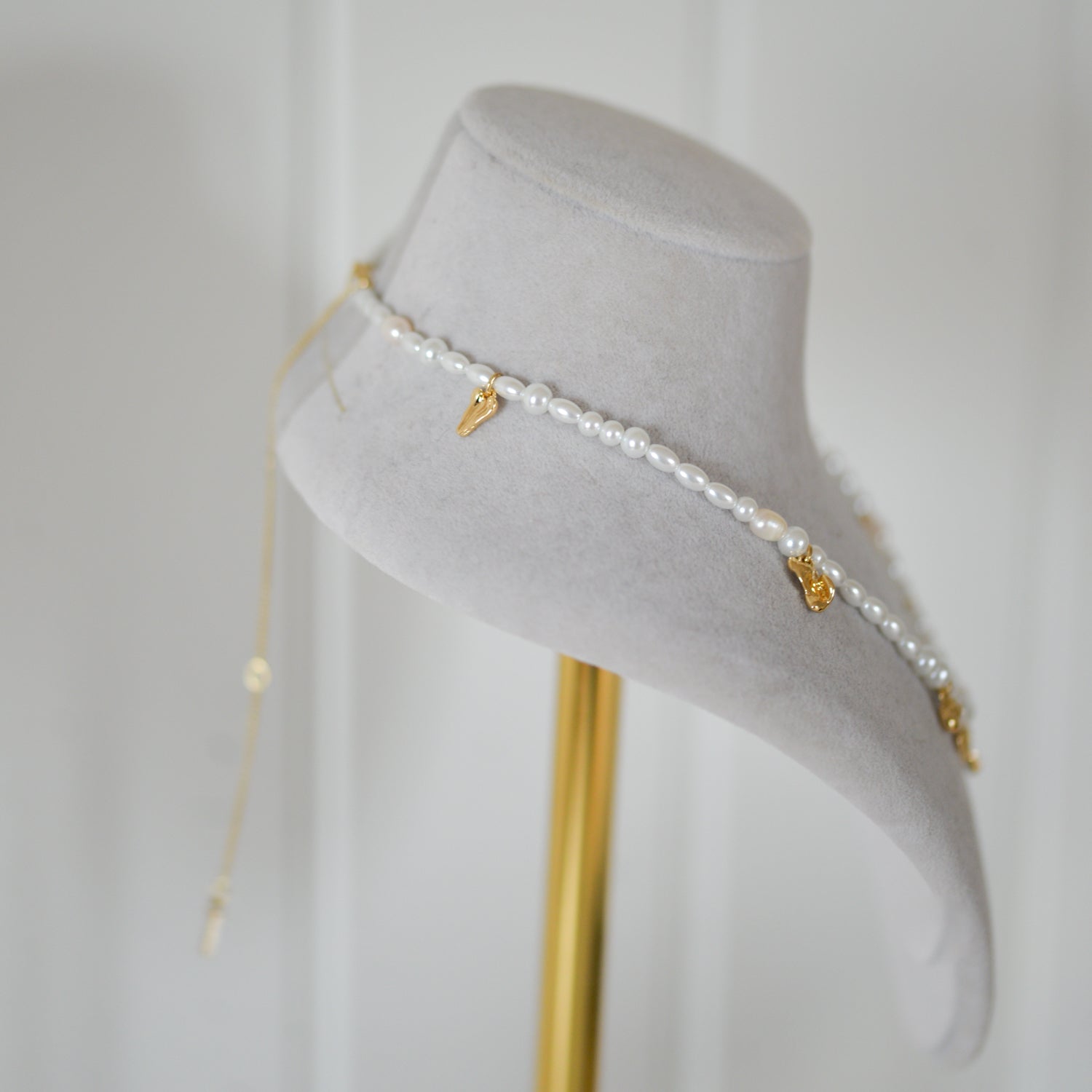 Intent Pearl and Gold Plated Charm Necklace