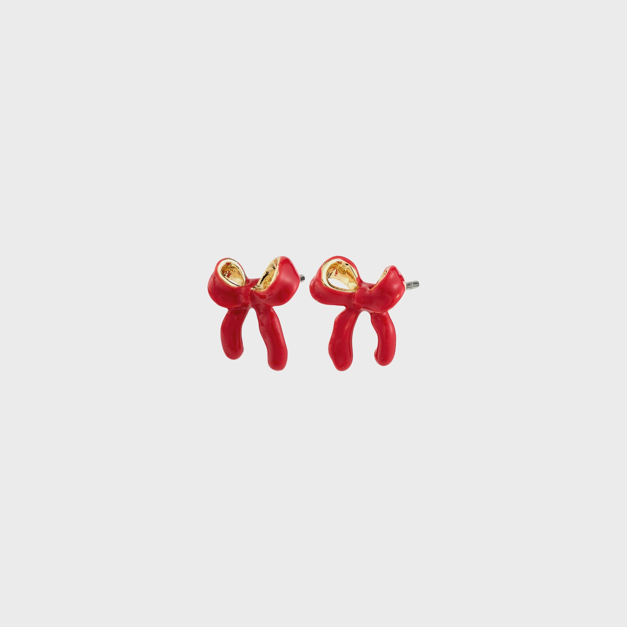 Sigrun Red bow Gold- Plated Earrings
