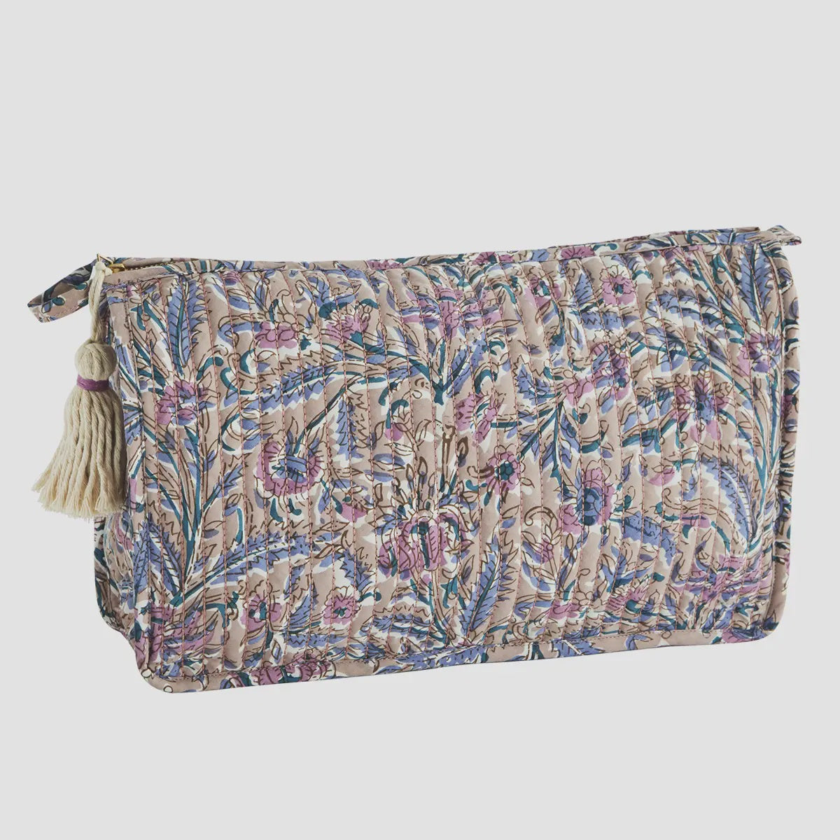 Pink Floral Quilted Wash Bag