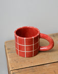 Red Grid Chunky Mug