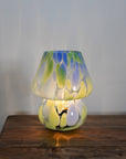 Portable LED Glass Mushroom Lamp / Mint Green and Blue