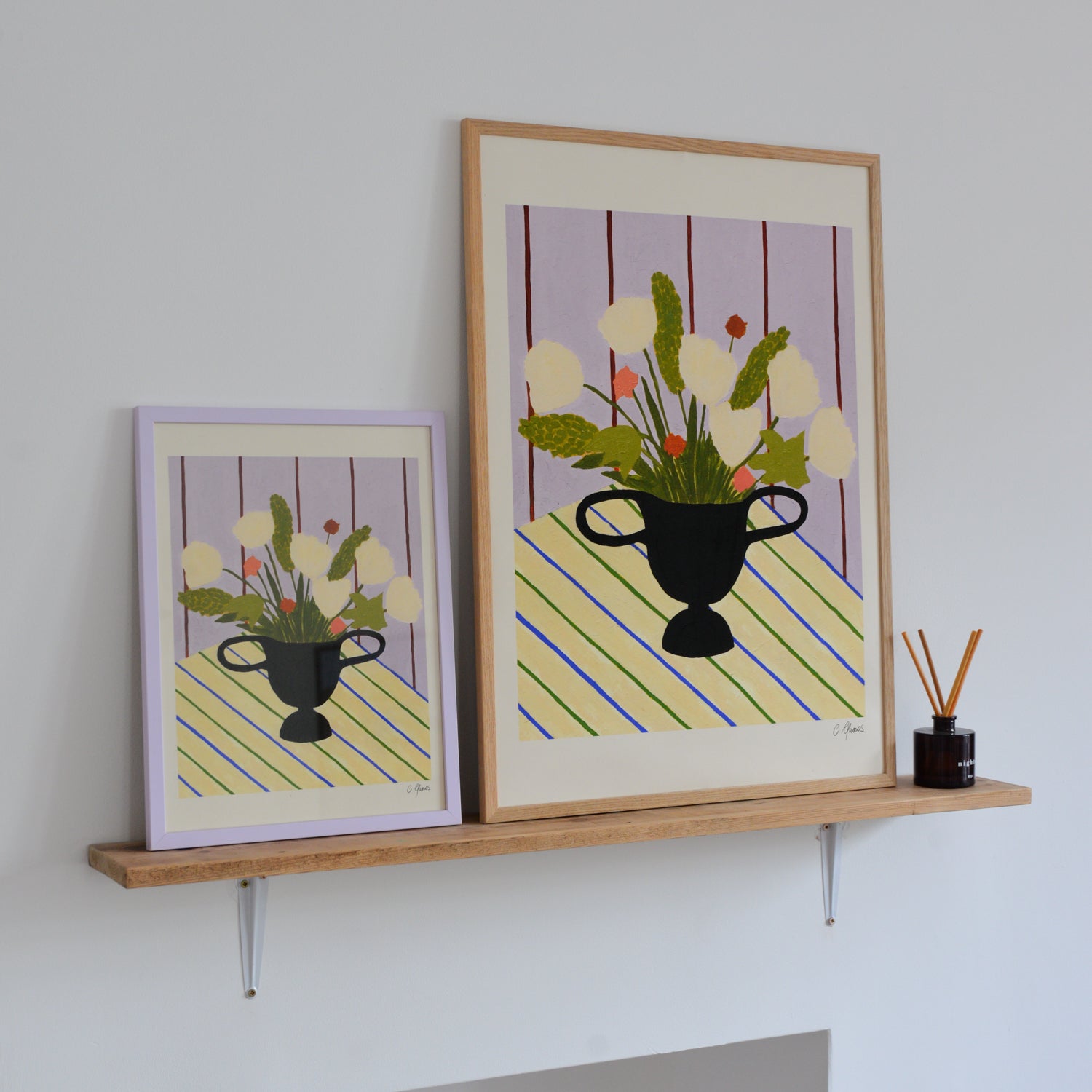 Carla Llanos: Flowers on Striped Cloth