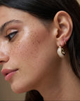 Marble Resin Hoop Earrings / 18K Gold Plated