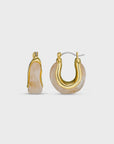 Marble Resin Hoop Earrings / 18K Gold Plated