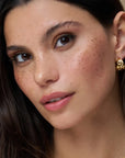 Molten Tapered Crystal Hoop Earrings / 18K Gold Plated