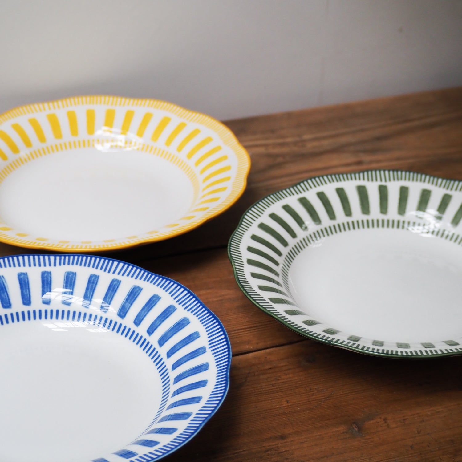 French Porcelain Scalloped Dessert Bowl / Yellow