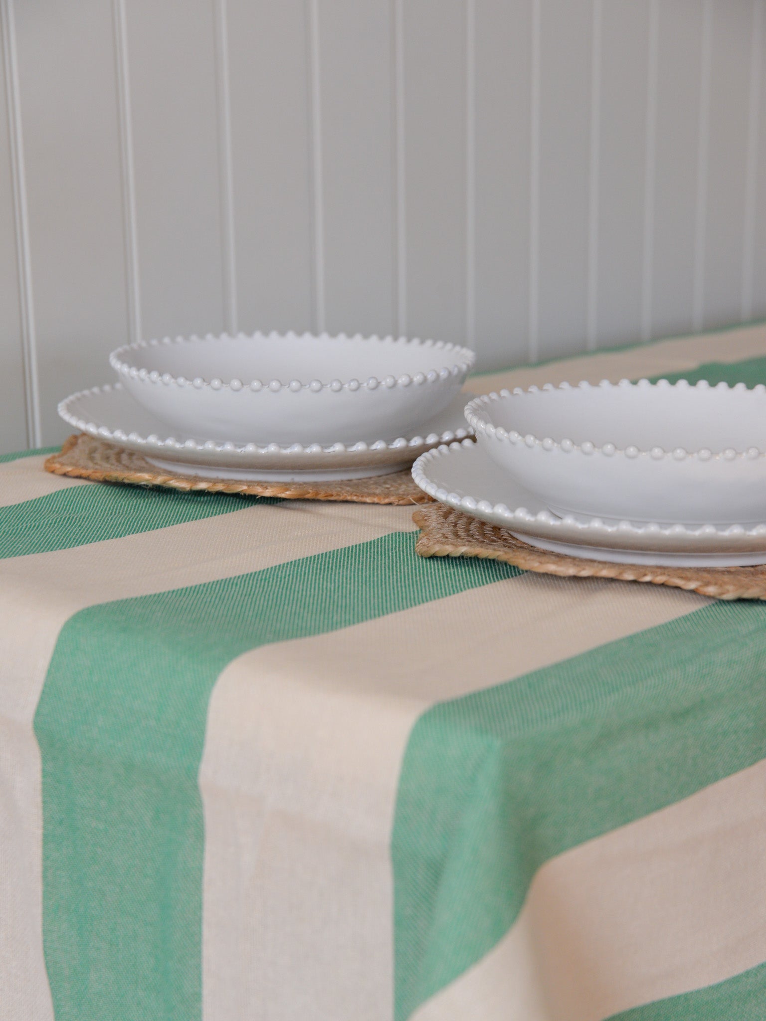 Green Stripe Tablecloth