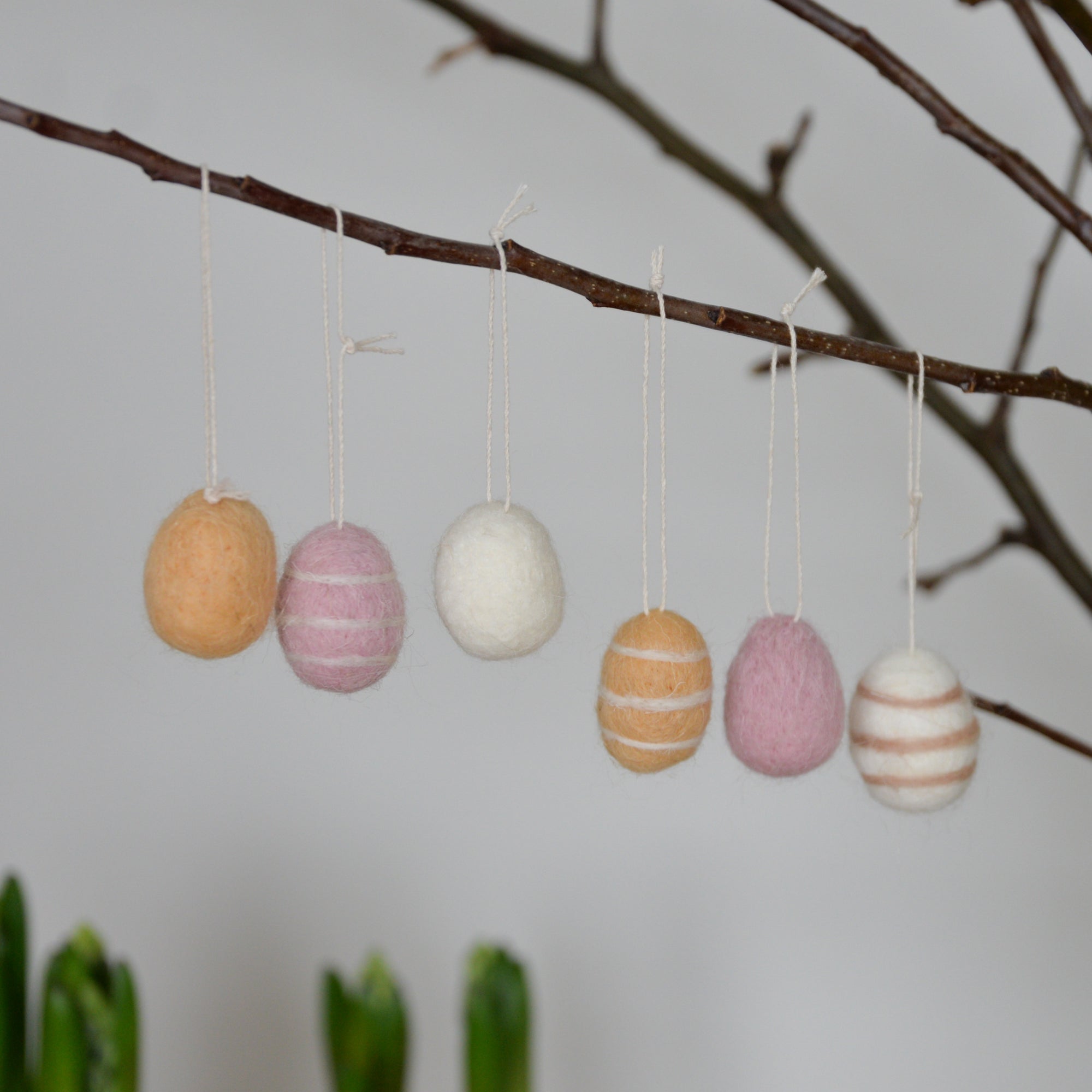 Bag of Eight Felt Hanging Easter Eggs / Pink