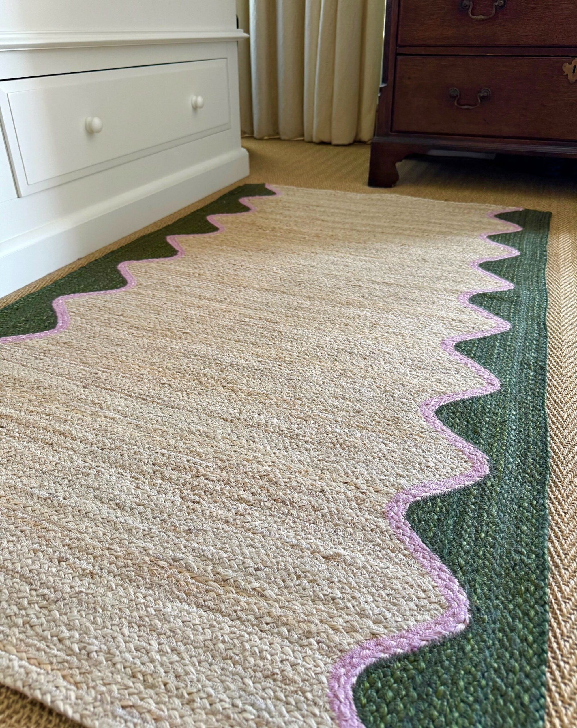 Olive Wave Jute Rug / 4 x 6ft