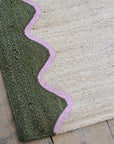 Olive Wave Jute  Rug  / 3 x 5ft