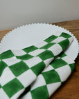 Checkerboard Print Napkin / Green & White
