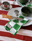 Wide Striped Tablecloth / Merlot and Pink Hue