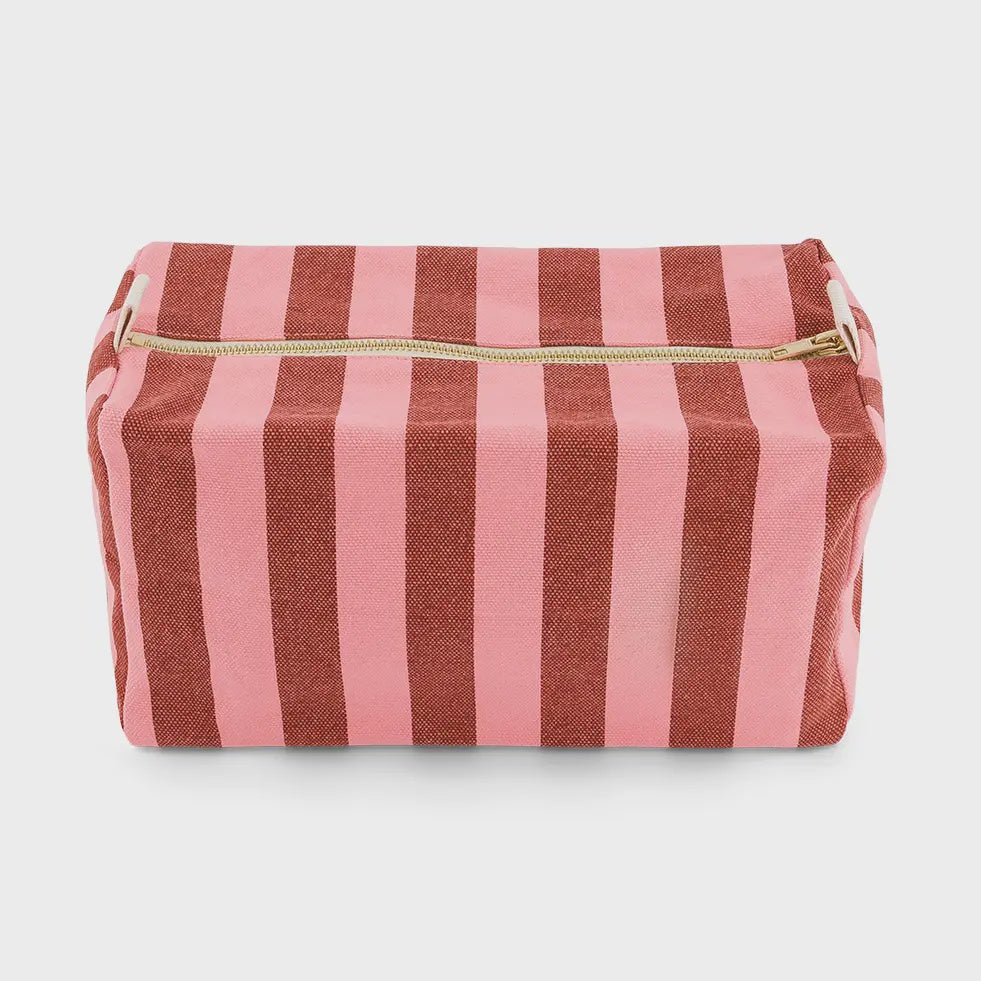 Toiletry Bag /  Pink and Red Stripes
