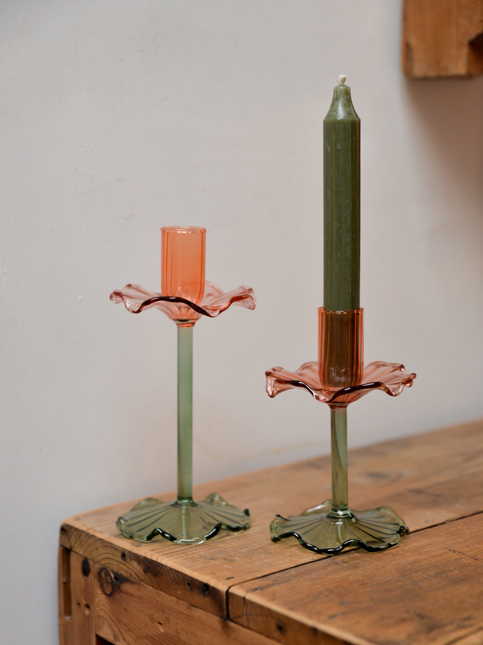 Glass Flower Candle Holder / Short