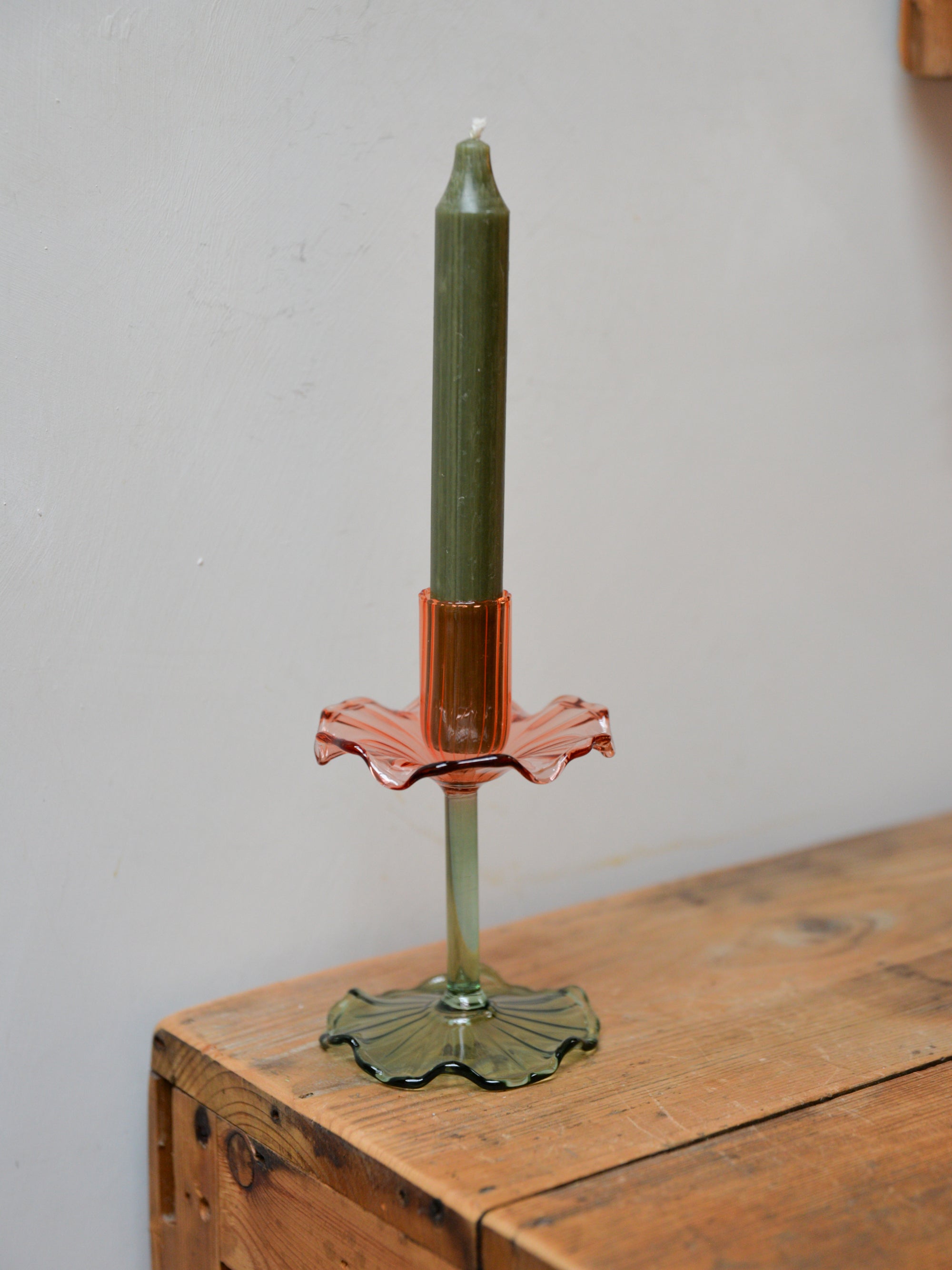 Glass Flower Candle Holder / Short