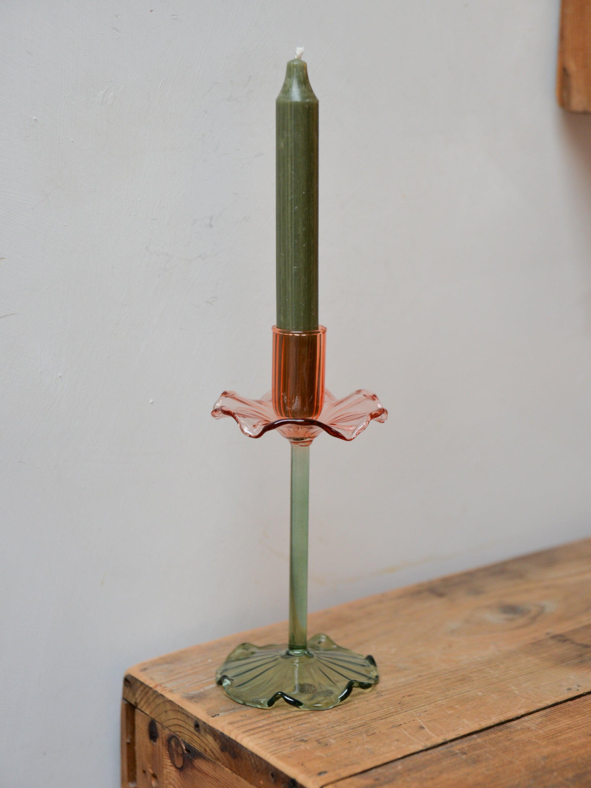 Glass Flower Candle Holder / Tall