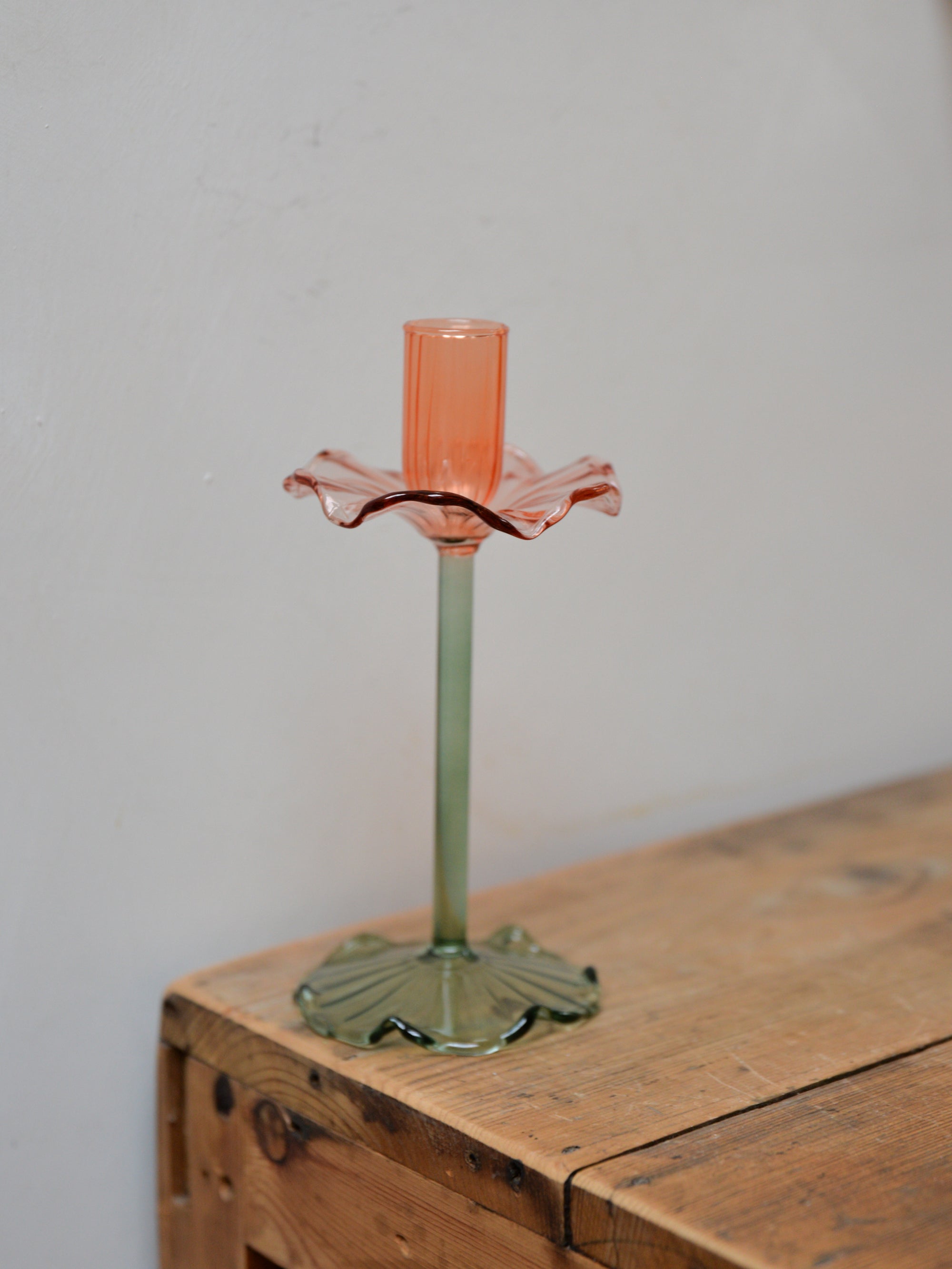 Glass Flower Candle Holder / Tall