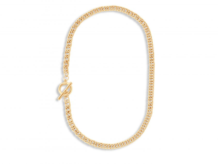 Molly Gold Curb Chain Tbar Necklace