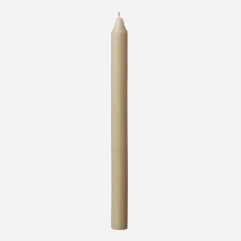 Single Tall Rustic Dinner Candle / Khaki