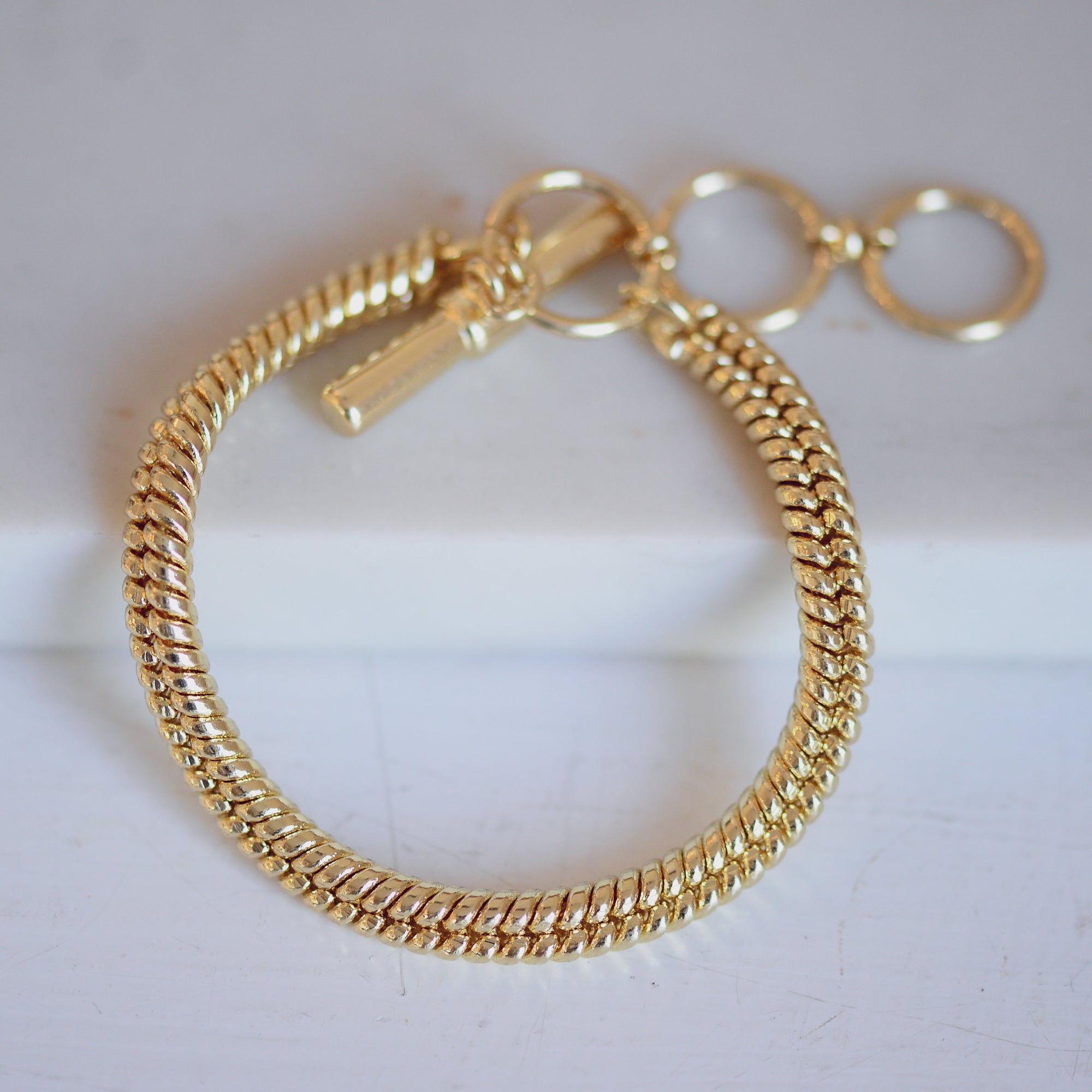 Pilgrim Fuchsia Curb Chain Bracelet Gold Plated